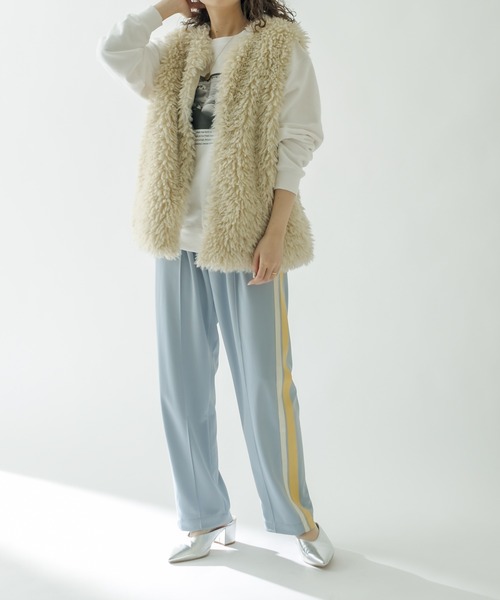 mystic（ミスティック）の「ジャジーラインパンツ（スウェットパンツ・レディース・ベージュ/ブルー・FREE）」の10枚目の写真