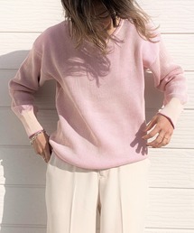 Q | 両畦バイカラーVネックニット(ニット/セーター)