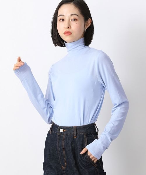 LOWRYS FARM(ローリーズファーム)の「シアーカラータートルLS 265260(Tシャツ/カットソー・レディース・オフホワイト/ブラック/ピンク/ブルー/イエロー・FREE)」の3枚目の写真