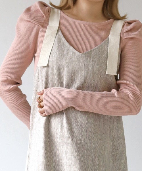 Bab（バブ）の「ヘリンボーンキャミソールワンピース（ワンピース・レディース・ブラック/ベージュ/ライトグレー・M）」の5枚目の写真