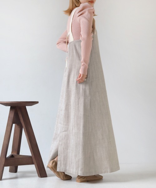 Bab（バブ）の「ヘリンボーンキャミソールワンピース（ワンピース・レディース・ブラック/ベージュ/ライトグレー・M）」の6枚目の写真