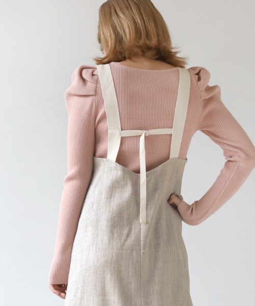 Bab（バブ）の「ヘリンボーンキャミソールワンピース（ワンピース・レディース・ブラック/ベージュ/ライトグレー・M）」の7枚目の写真