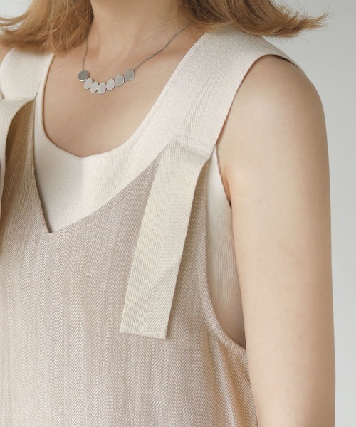 Bab（バブ）の「ヘリンボーンキャミソールワンピース（ワンピース・レディース・ブラック/ベージュ/ライトグレー・M）」の15枚目の写真