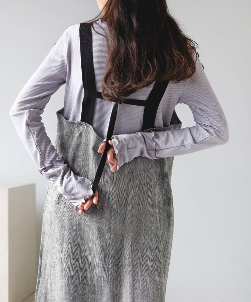 Bab（バブ）の「ヘリンボーンキャミソールワンピース（ワンピース・レディース・ブラック/ベージュ/ライトグレー・M）」の11枚目の写真