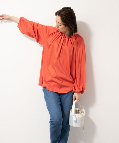 ◇【WEB限定】手洗可能ギャザーネックプルオーバーカットソー