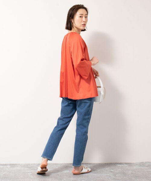 ◇【WEB限定】手洗可能ギャザーネックプルオーバーカットソー