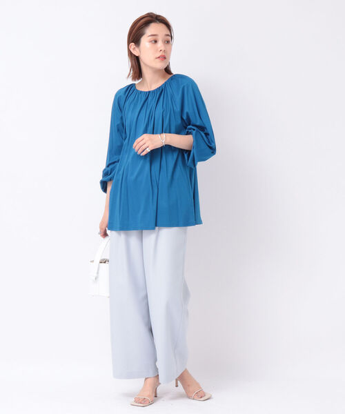 ◇【WEB限定】手洗可能ギャザーネックプルオーバーカットソー