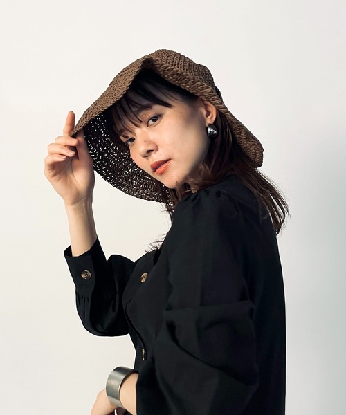 MAISON BREEZE（メゾンブリーズ）の「【MAISON BREEZE】アクセントペーパーハット SCCH66（ハット・レディース・ブラック/ダークブラウン/ベージュ/ネイビー/ブラウン/ピンク/オレンジ・FREE）」の14枚目の写真