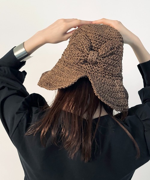 MAISON BREEZE（メゾンブリーズ）の「【MAISON BREEZE】アクセントペーパーハット SCCH66（ハット・レディース・ブラック/ダークブラウン/ベージュ/ネイビー/ブラウン/ピンク/オレンジ・FREE）」の15枚目の写真