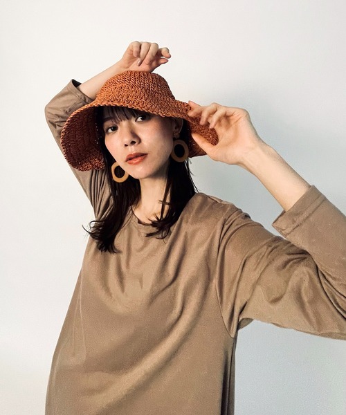MAISON BREEZE（メゾンブリーズ）の「【MAISON BREEZE】アクセントペーパーハット SCCH66（ハット・レディース・ブラック/ダークブラウン/ベージュ/ネイビー/ブラウン/ピンク/オレンジ・FREE）」の17枚目の写真