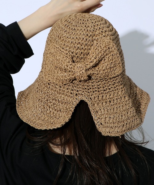 MAISON BREEZE（メゾンブリーズ）の「【MAISON BREEZE】アクセントペーパーハット SCCH66（ハット・レディース・ブラック/ダークブラウン/ベージュ/ネイビー/ブラウン/ピンク/オレンジ・FREE）」の12枚目の写真