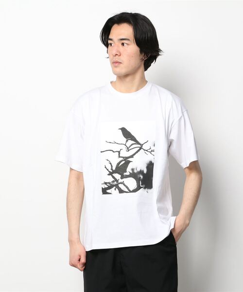 Modern Amusement(モダンアミューズメント)の「ModernAmusement-Platino-/モダンアミューズメント-プラティノ-/ルーズシルエットTシャツ(CROW)(Tシャツ/カットソー・メンズ・ブラック/ホワイト・48/50/52/46)」の2枚目の写真