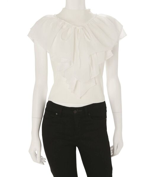 MERCURYDUO(マーキュリーデュオ)の「2WAY異素材ボリュームラッフルニット(ニット/セーター・レディース・オフホワイト/ブラック/ベビーピンク・FREE)」の14枚目の写真