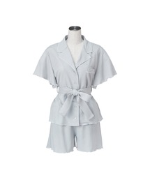 接触冷感 レーヨン混 半袖短パンパジャマ ライトグレー