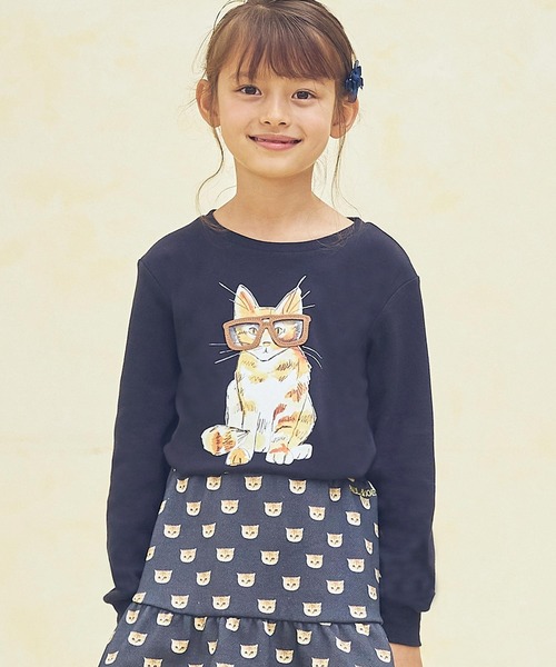 PAUL&JOE（ポールアンドジョー）の「PAUL & JOE(ポール & ジョー) Kids & Junior メガネネコロンＴ（Tシャツ/カットソー・キッズ・ホワイト/ネイビー/ライトピンク・110cm/150cm/140cm/130cm/120cm）」の2枚目の写真