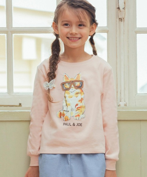 PAUL&JOE（ポールアンドジョー）の「PAUL & JOE(ポール & ジョー) Kids & Junior メガネネコロンＴ（Tシャツ/カットソー・キッズ・ホワイト/ネイビー/ライトピンク・110cm/150cm/140cm/130cm/120cm）」の3枚目の写真