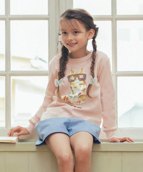 PAUL&JOE（ポールアンドジョー）の「PAUL & JOE(ポール & ジョー) Kids & Junior メガネネコロンＴ（Tシャツ/カットソー・キッズ・ホワイト/ネイビー/ライトピンク・110cm/150cm/140cm/130cm/120cm）」の4枚目の写真