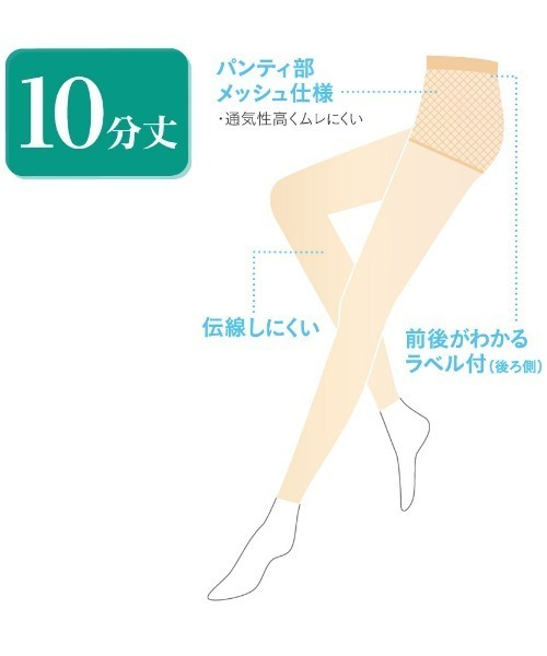 GUNZE（グンゼ）の「COOL MAGIC/クールマジック　冷却　素脚より涼しいシアーレギンス　10分丈（レギンス/スパッツ・レディース・ナチュラル/ブラック・L～LL/M～Ｌ）」の4枚目の写真