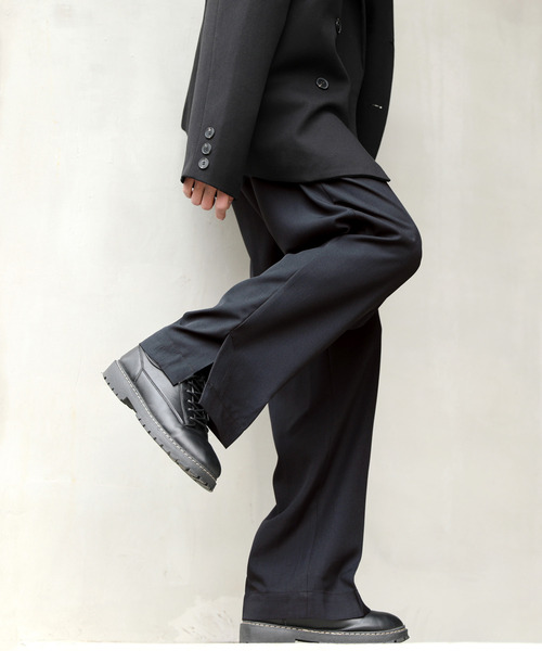 neos(ネオス)の「【neos -addictive design-】ルーズシルエット 裾スリット ストレッチ スラックス ワイドパンツ(スラックス・メンズ・オフホワイト/ブラック/グレー/ベージュ・MEDIUM/LARGE/X-LARGE)」の3枚目の写真