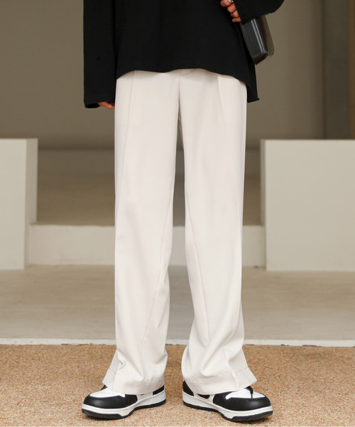 neos(ネオス)の「【neos -addictive design-】ルーズシルエット 裾スリット ストレッチ スラックス ワイドパンツ(スラックス・メンズ・オフホワイト/ブラック/グレー/ベージュ・MEDIUM/LARGE/X-LARGE)」の5枚目の写真