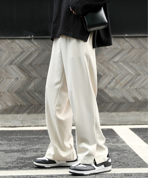 neos(ネオス)の「【neos -addictive design-】ルーズシルエット 裾スリット ストレッチ スラックス ワイドパンツ(スラックス・メンズ・オフホワイト/ブラック/グレー/ベージュ・MEDIUM/LARGE/X-LARGE)」の6枚目の写真