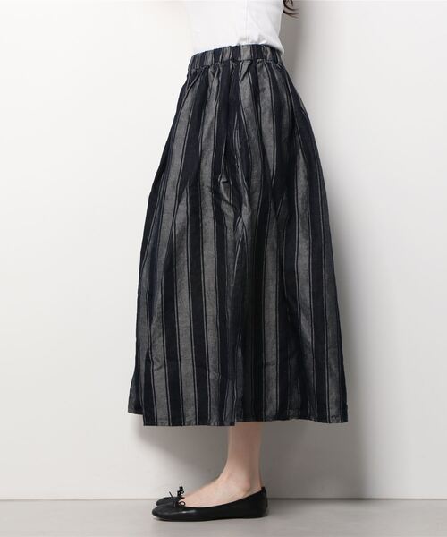 URVIN（アービン）の「URVIN/アービン　LINEN JACUARD STRIPE SKIRT（スカート・レディース・キナリ/ワンウォッシュ・1）」の3枚目の写真
