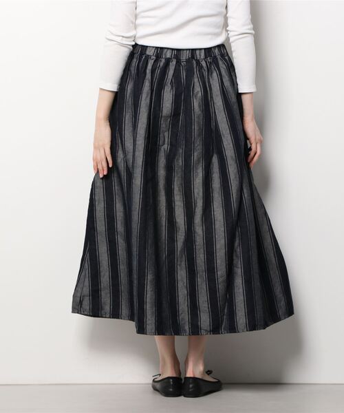 URVIN（アービン）の「URVIN/アービン　LINEN JACUARD STRIPE SKIRT（スカート・レディース・キナリ/ワンウォッシュ・1）」の4枚目の写真