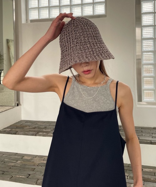 Didot.showroom（ディドット ショールーム）の「鍵編みペーパーバケットハット（ハット・レディース・ブラック/ベージュ/グレー・FREE）」の3枚目の写真
