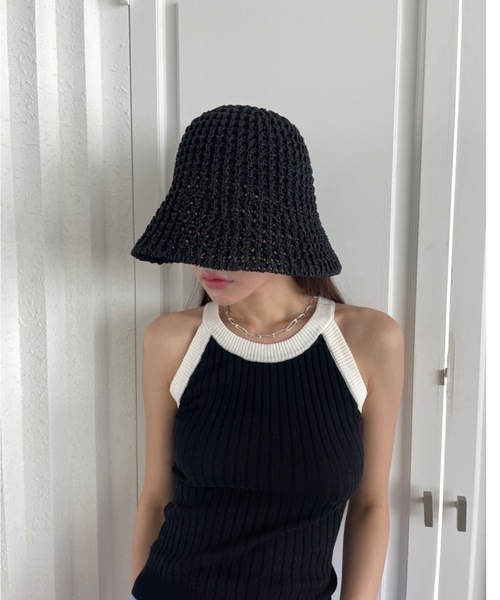 Didot.showroom（ディドット ショールーム）の「鍵編みペーパーバケットハット（ハット・レディース・ブラック/ベージュ/グレー・FREE）」の5枚目の写真