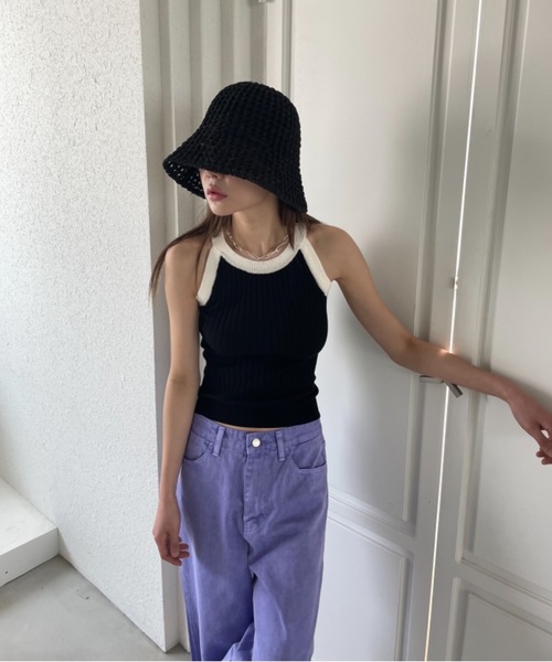 Didot.showroom（ディドット ショールーム）の「鍵編みペーパーバケットハット（ハット・レディース・ブラック/ベージュ/グレー・FREE）」の6枚目の写真