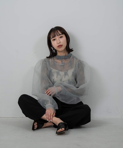 lawgy（ラウジー）の「see through lace tops（Tシャツ/カットソー・レディース・ホワイト/アイボリー/ベージュ/ブラウン/サックスブルー/ブラック・FREE）」の15枚目の写真