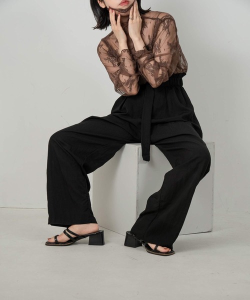 lawgy（ラウジー）の「see through lace tops（Tシャツ/カットソー・レディース・ホワイト/アイボリー/ベージュ/ブラウン/サックスブルー/ブラック・FREE）」の21枚目の写真