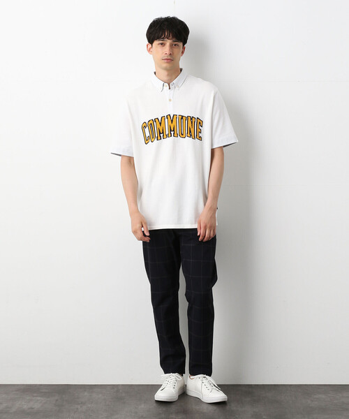 COMME　CA COMMUNE（コムサコミューン）の「ニットコンビ ポロシャツ（ポロシャツ・メンズ・ホワイト/ネイビー/グレー・FREE）」の4枚目の写真