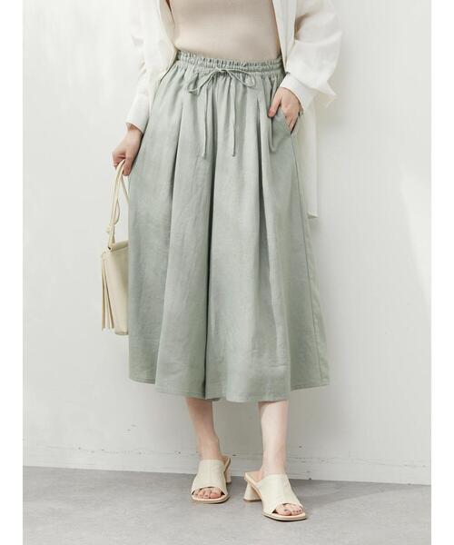 Green Parks(グリーンパークス)の「ベルギーリネン混 ガウチョパンツ(その他パンツ・レディース・ベージュ/ダークグレー/ミント・FREE)」の6枚目の写真
