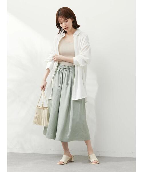 Green Parks(グリーンパークス)の「ベルギーリネン混 ガウチョパンツ(その他パンツ・レディース・ベージュ/ダークグレー/ミント・FREE)」の7枚目の写真