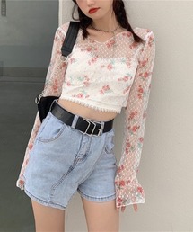 A'GEM/9 × .kom『.kom/ドットケーオーエム』クロップド丈 シースルー 長袖 カットソー インナーセット