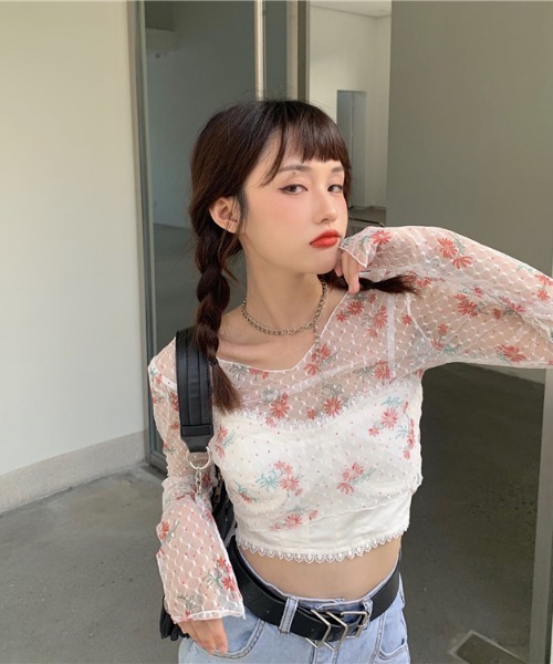 ☆ANEW GOLF☆KOREA シースルー長袖 A'GEM/9 × .kom『.kom/ドットケーオーエム』クロップド丈 シースルー