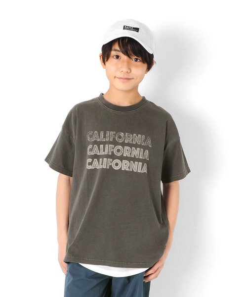 GLAZOS（グラソス）の「天竺・ドロップショルダーピグメント加工半袖Tシャツ（Tシャツ/カットソー・キッズ・オフホワイト/グリーン/チャコールグレー/ライトブルー・150cm/170cm/160cm/140cm/130cm）」の3枚目の写真