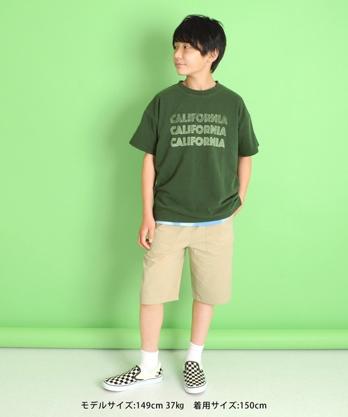 GLAZOS（グラソス）の「天竺・ドロップショルダーピグメント加工半袖Tシャツ（Tシャツ/カットソー・キッズ・オフホワイト/グリーン/チャコールグレー/ライトブルー・150cm/170cm/160cm/140cm/130cm）」の19枚目の写真