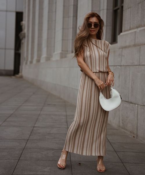 esutoreja（エストレジャ）の「2カラーストライプスカート（スカート・レディース・グリーン/アイボリー/ブラック・FREE）」の16枚目の写真