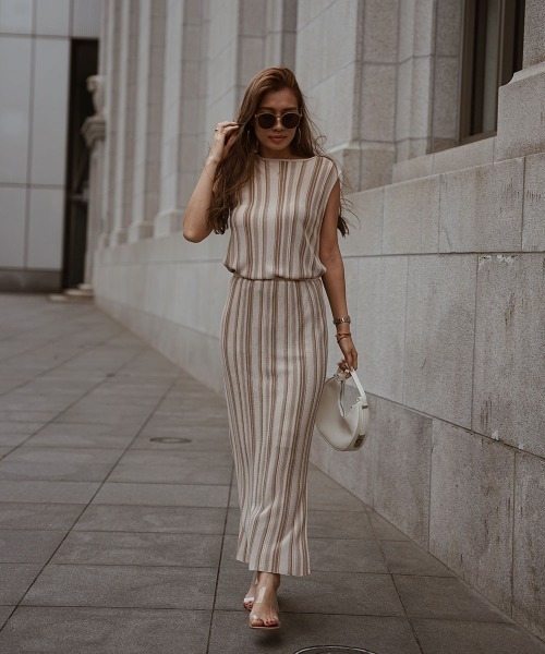 esutoreja（エストレジャ）の「2カラーストライプスカート（スカート・レディース・グリーン/アイボリー/ブラック・FREE）」の5枚目の写真