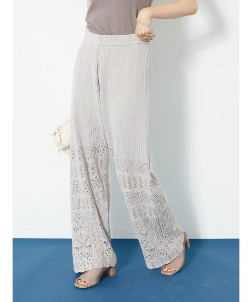 AMERICAN HOLIC（アメリカンホリック）の「透かし編みリブニットパンツ（その他パンツ・レディース・ライトグレー/ブラック・M/L）」の17枚目の写真