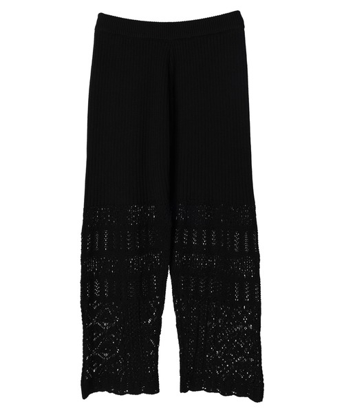 AMERICAN HOLIC（アメリカンホリック）の「透かし編みリブニットパンツ（その他パンツ・レディース・ライトグレー/ブラック・M/L）」の4枚目の写真