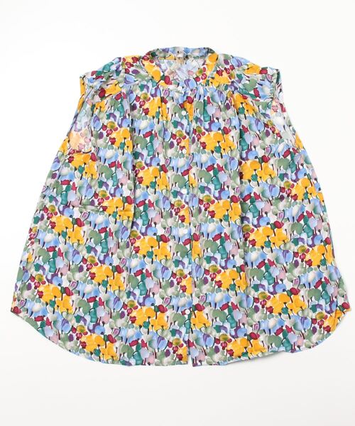 sandy（サンディー）の「【sandy】プリントフレンチスリーブギャザーブラウス（シャツ/ブラウス・レディース・ブラック/パープル/オフホワイト・FREE）」の3枚目の写真