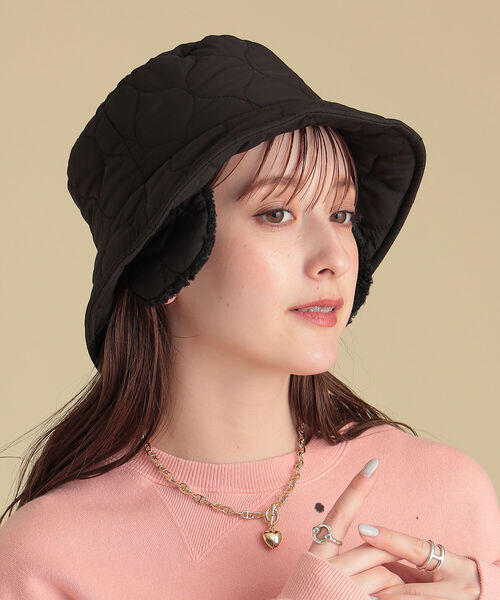 Ray BEAMS（レイビームス）の「Ray BEAMS / キルト イヤーフラップ ハット（ハット・レディース・ベージュ/ブラック・ONE SIZE）」の2枚目の写真