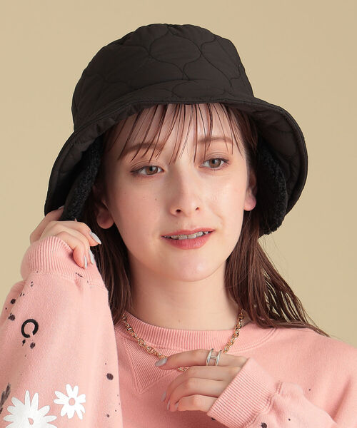 Ray BEAMS（レイビームス）の「Ray BEAMS / キルト イヤーフラップ ハット（ハット・レディース・ベージュ/ブラック・ONE SIZE）」の4枚目の写真