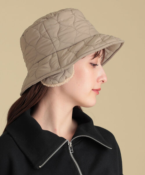 Ray BEAMS（レイビームス）の「Ray BEAMS / キルト イヤーフラップ ハット（ハット・レディース・ベージュ/ブラック・ONE SIZE）」の5枚目の写真