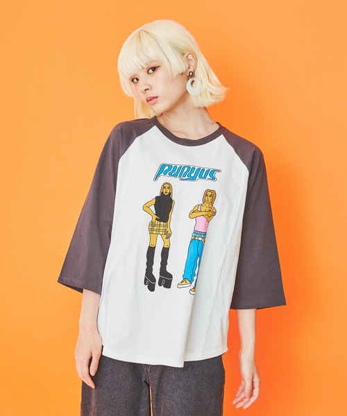 PUNYUS（プニュズ）の「90sアイコンラグランＴシャツ（Tシャツ/カットソー・レディース・ホワイト/グリーン/スミクロ・2/3/1/4）」の2枚目の写真