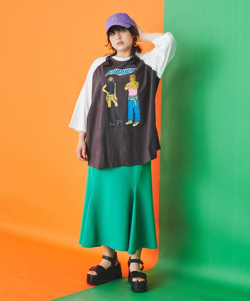 PUNYUS（プニュズ）の「90sアイコンラグランＴシャツ（Tシャツ/カットソー・レディース・ホワイト/グリーン/スミクロ・2/3/1/4）」の12枚目の写真