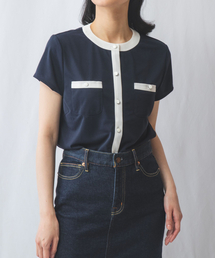 NARACAMICIE | バイカラースムースカットソーブラウス(Tシャツ/カットソー)